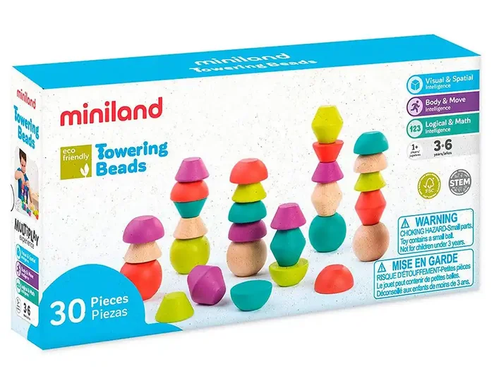 Juego miniland towering beads piezas de maderas para trabajar la logica Precio Económico