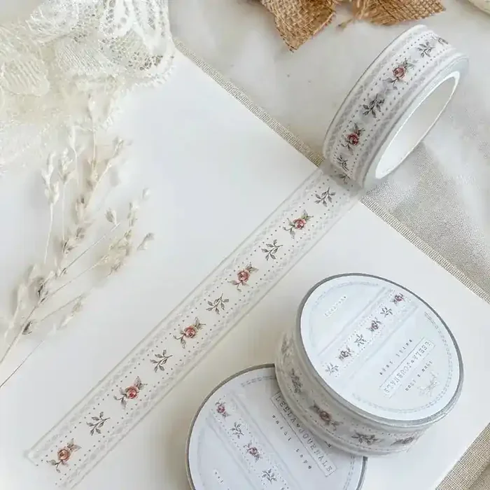 Leela Journals – Washi Tape 15mm – Lace & Roses