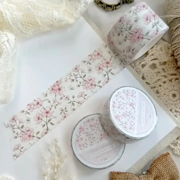 Leela Journals – Washi Tape 30mm – Cream Sakura Floral