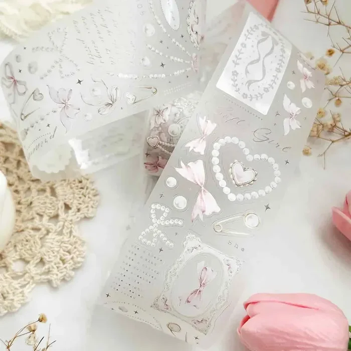Leela Journals – Washi Tape 50mm – Bows & Pearls (Precortado)