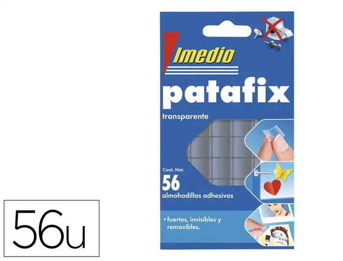 Liquidación Sujetacosa imedio patafix almohadilla adhesiva transparente removible blister de 56 unidades