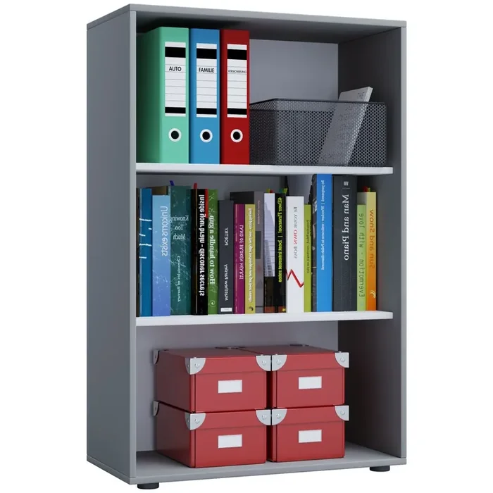 Lona – estante inferior de oficina (3 compartimentos, alto H x An x F, 1,050 x 700 x 400 mm), color blanco