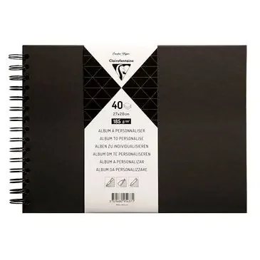 Lujoso Album Fotos 40 Hj 185 Gr Kraft Negro Tapa Dura Clairfontaine Cf Diy 27X20 cm