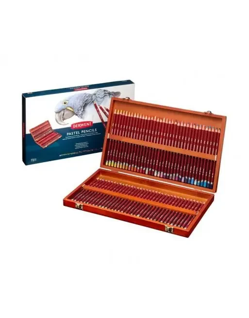 Más Vendido DERWENT CAJA MADERA 72 LAPICES PASTEL MINA ANCHA MEZCLA Y DIFUMINA 2300343