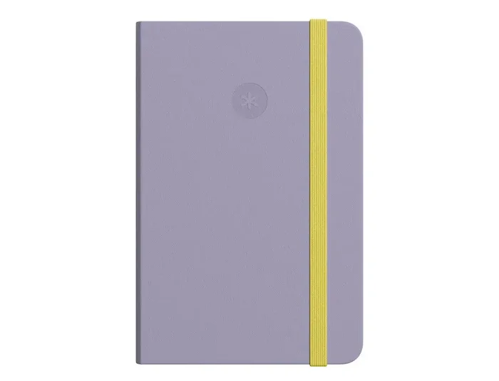 Mejor Calidad Cuaderno con gomilla antartik notes tapa dura a6 hojas rayas morado y amarillo 100 hojas 80 gr fsc