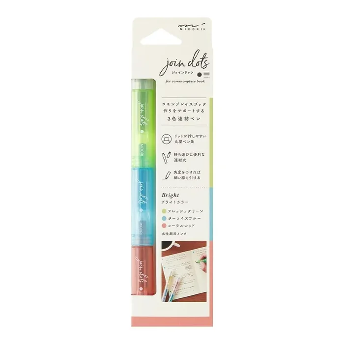 Midori – Connecting Pen Join Dots Bright – Rotulador de varios colores (15,8 cm)