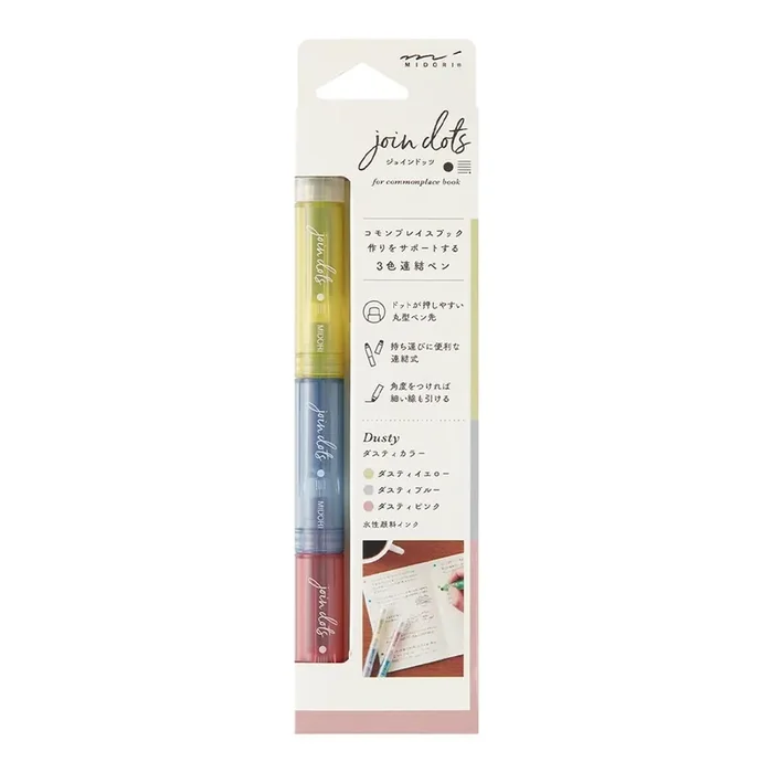 Midori – Connecting Pen Join Dots Dusty – Rotulador de varios colores (15,8 cm)
