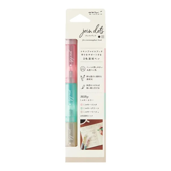 Midori – Connecting Pen Join Dots Milky – Rotulador de varios colores (15,8 cm)