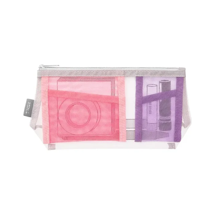 Midori – Pen & Tools Mesh Pouch With Gusset Pink – Estuche de malla (11 x 21 cm)