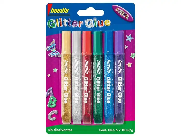 No Te Lo Pierdas Pegamento imedio glitter glue original para manualidades 10ml blister de 6 unidades colores surtidos