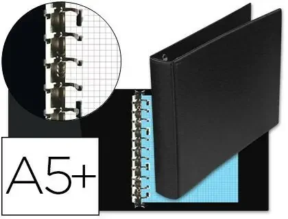 Nueva Colección Carpeta Multifin Alfa 3002-M 11 Anillas 25 mm Plastico Cuarto Negro