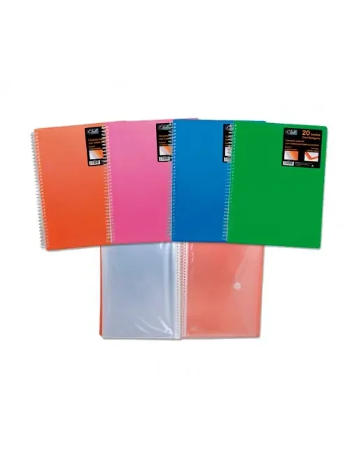 Nueva Colección MMC CARPETA ESPIRAL 20 FUNDAS A4 OFFICE KANGURO CON SOBRE SURTIDO – 319419