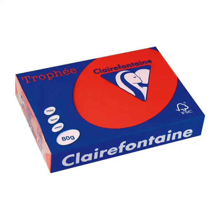 PAQUETE 500h PAPEL TROPHÉE CLAIREFONTAINE A4 INTENSO – Rojo coral Precio De Oferta