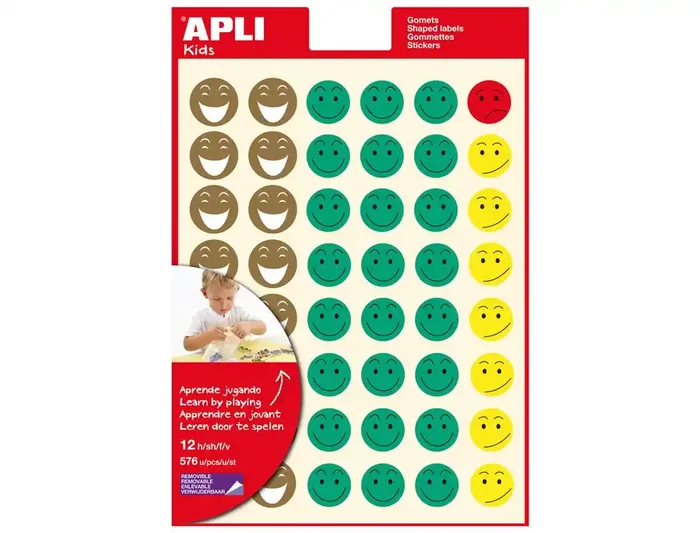Pegatinas Apli Mr. Smiley (12 hojas) Máxima Calidad