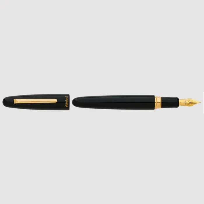 Pluma estilográfica – Estie sobredimensionada ébano – Plumín Custom Scribe – Adornos dorados