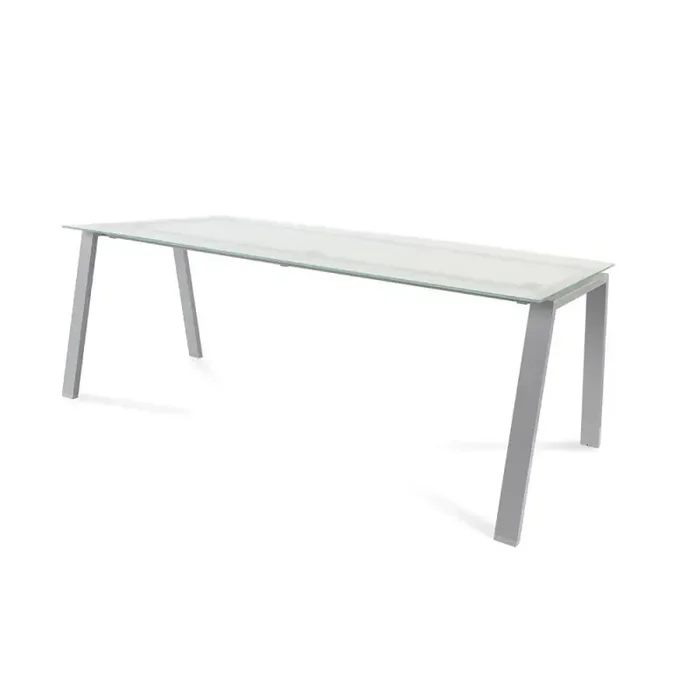 Precio Económico MESA ROCADA «BLANCA» ESTRUCTURA GRIS – Cristal translúcido