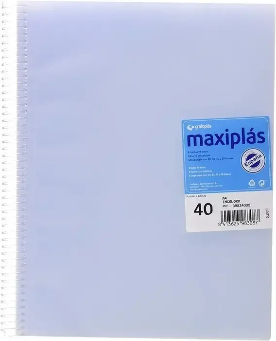 Precio Rebajado CARPETA ESPIRAL 40 FUNDAS TRANSLUCIDA NATURAL DEQUA