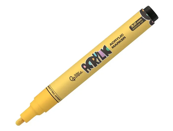 Premium Rotulador liderpapel acrylic base agua todo tipo de superficie punta redonda 3 mm amarillo claro
