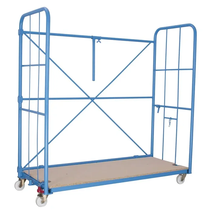 Rollbox para muebles con rejilla lateral y puntales traseros, alto x ancho x profundidad 1.730 x 1.730 x 730 mm