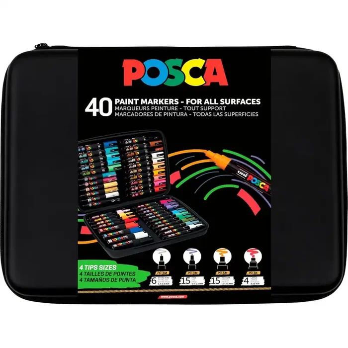 Rotuladores UNI Posca, Estuche x40 Surtidos Mejor Calidad