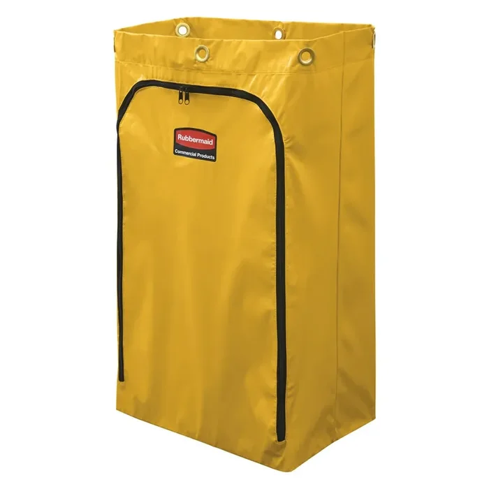 Rubbermaid® bolsa de repuesto para carro de limpieza de vinilo y carro de conserje, cremallera lateral amarilla