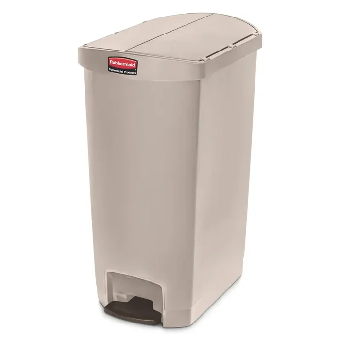 Rubbermaid Slim Jim® Pedal en el lado estrecho, plástico, 50 litros, beige