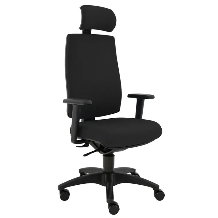 Silla operativa SITWELL STEIFENSAND Cebra, Cubierta trasera de plástico, con reposacabezas, ruedas universales, poliéster, color negro