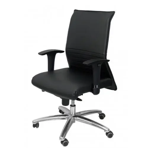 Silla Piqueras y Crespo Albacete Xl Confidente Hasta 160 Kg Brazos Cromados Regulables Mecanismo Sincro Asiento y Respaldo Reforzados con Espuma Viscoelastica Tapizado Piel Negro Envío Gratis