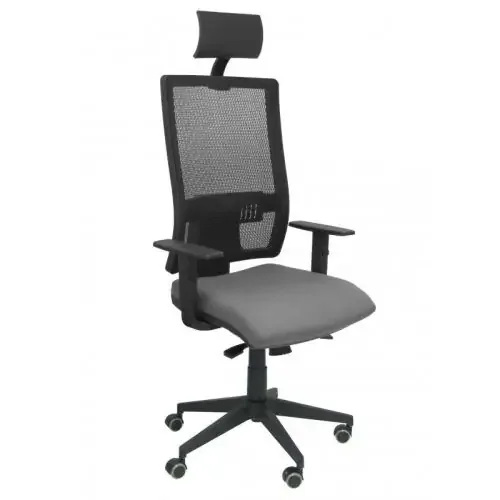 Silla Piqueras y Crespo Horna Brazos Regulables Cabecero Incluido Mecanismo Sincro Apoyo Lumbar Respaldo Malla Transpirable y Asiento Tapizado Bali Gris De Moda