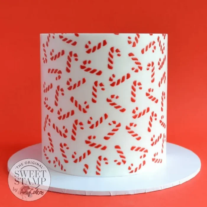 Stencil para pastel de Navidad con bastones de caramelo SweetStamp