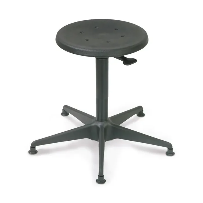 Taburete HEMMDAL, asiento de haya, altura de construcción asiento 380-515 mm, base de acero, planeador de suelo