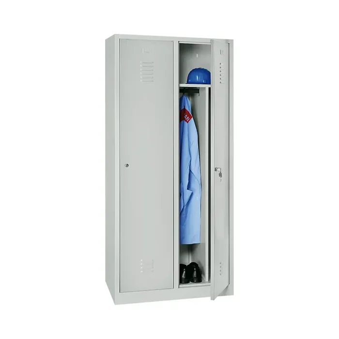 Taquilla, 2 puertas, An 800 x Al 1800 mm, cerradura de cilindro, gris luminoso