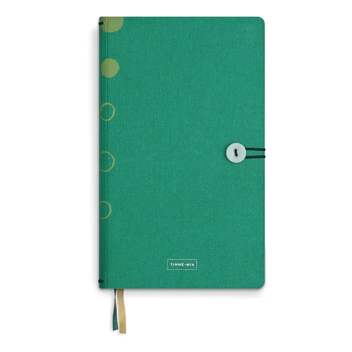 Tinne + Mia – Linnen Notebook with button Emerald – Multi Cuaderno (12 x 21 cm)