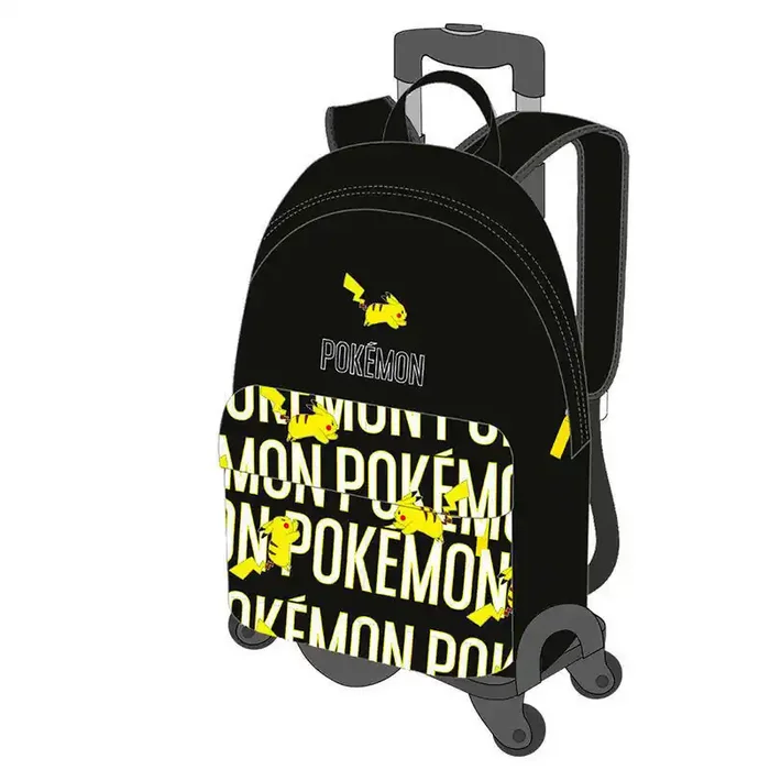 Toybags Mochila Pokemon Pikachu Mochila Adaptable Con Trolley De 4 Ruedas Giratorias Multidireccionales Doble Compartimento 3 Bo Rebajas