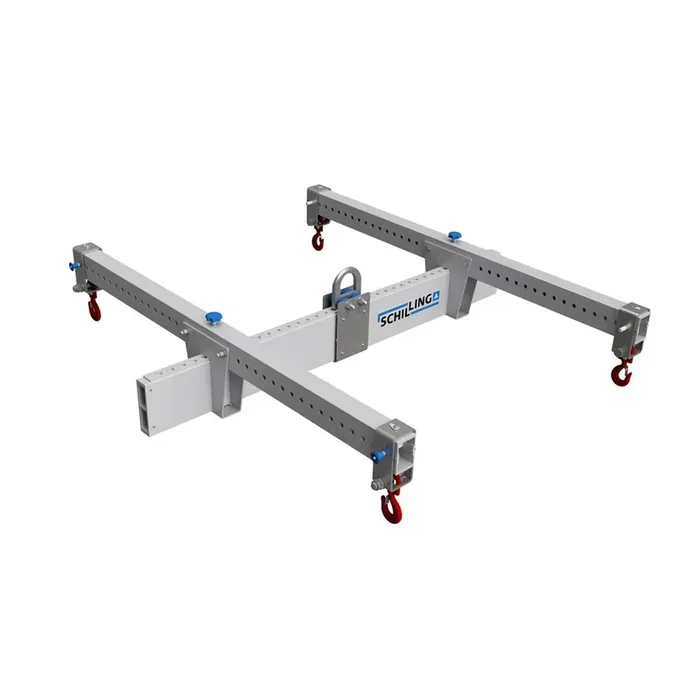 Travesaño de carga de aluminio SCHILLING con estructura en H y 4 ganchos de seguridad, soporte principal 2 m, travesaños 2 m, CC 1.500 kg