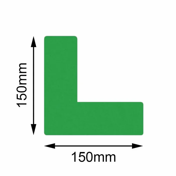 Trazadora de líneas Safety de Mehlhose, esquina, verde, 150 x 150 mm, 10 ud./UV