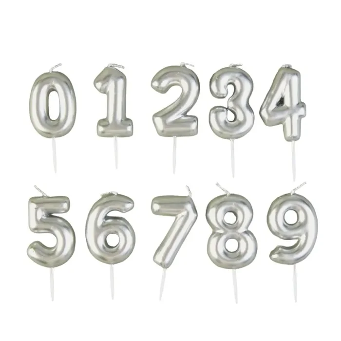 VELA DE NUMERO PLATA 5CM / UD
